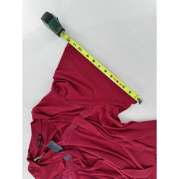 Adrienne Vittadini Top Blouse Size XL Red Neck Tie Classic Career Office Dressy‌ - Picture 13 of 16